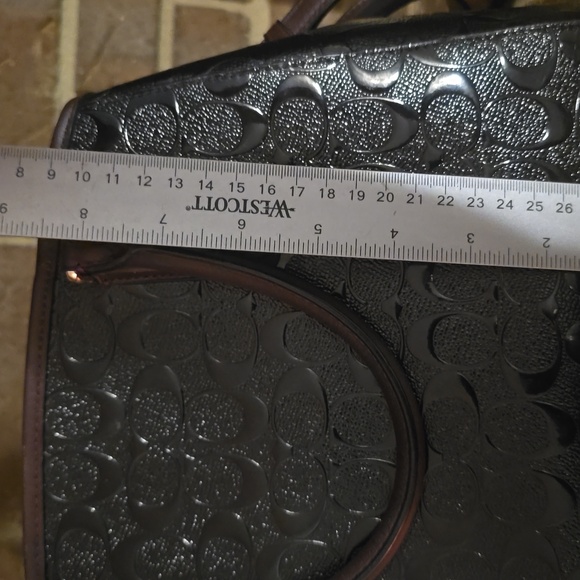 Coach Margot Patent Leather Carryall Crossbody Satchel Black Purple - Picture 7 of 10